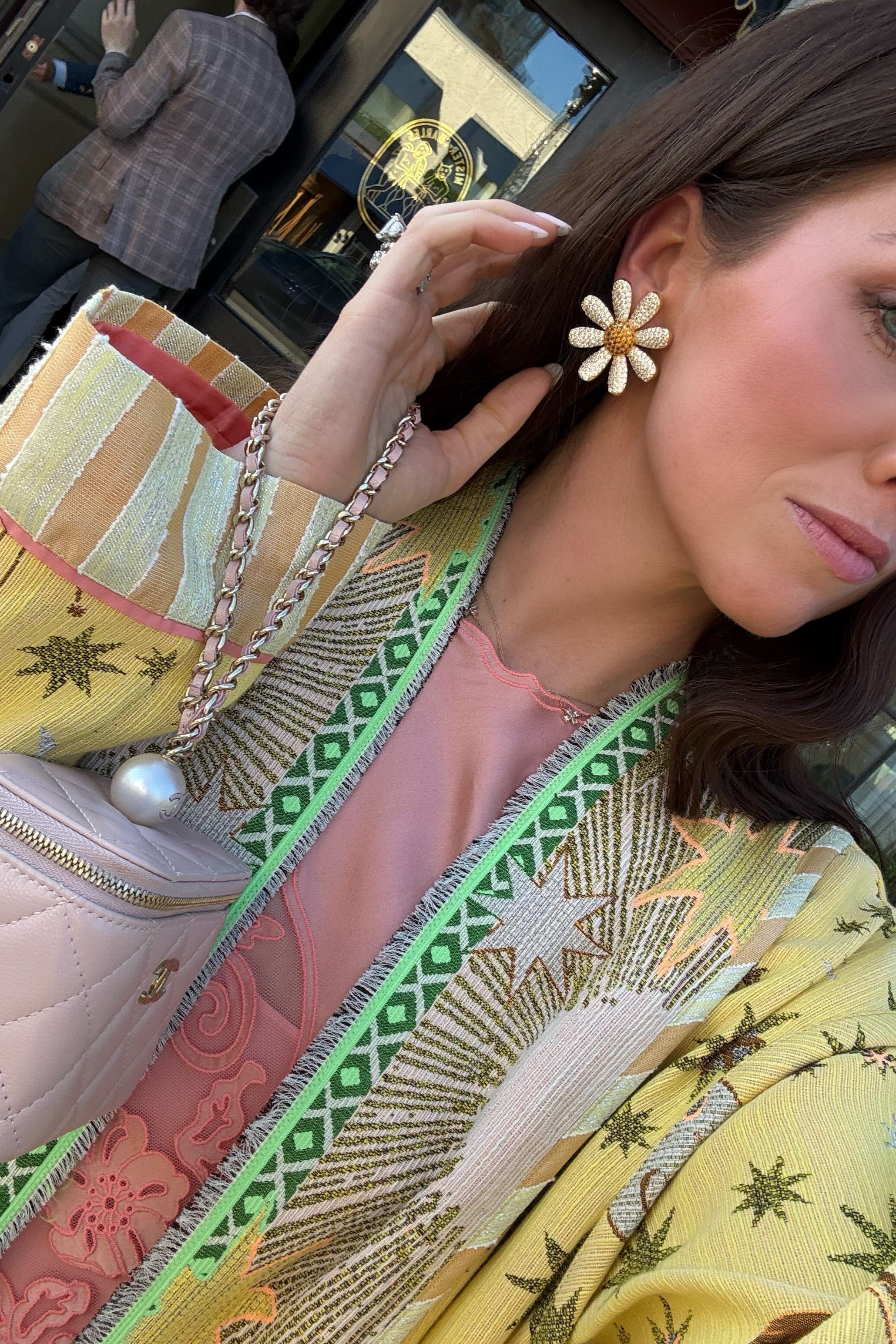 Nicola Bathie Jewelry Earrings Canary & Blanc Mismatch Daisy Stud
