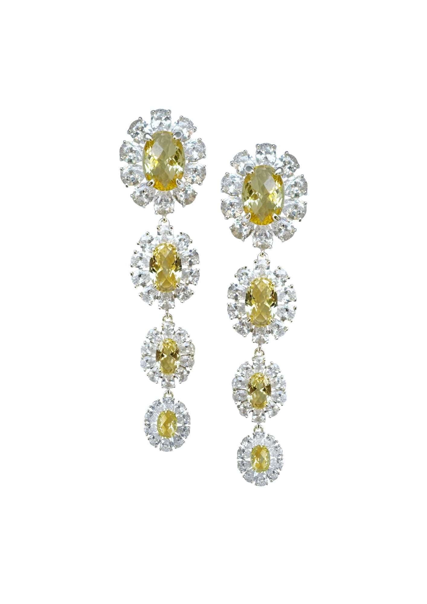 Nicola Bathie Jewelry Earrings Gold Embellished Canary Drops