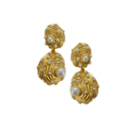 Nicola Bathie Jewelry Earrings Golden Embellished & Pearly Seashell Drop