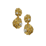 Nicola Bathie Jewelry Earrings Golden Embellished & Pearly Seashell Drop