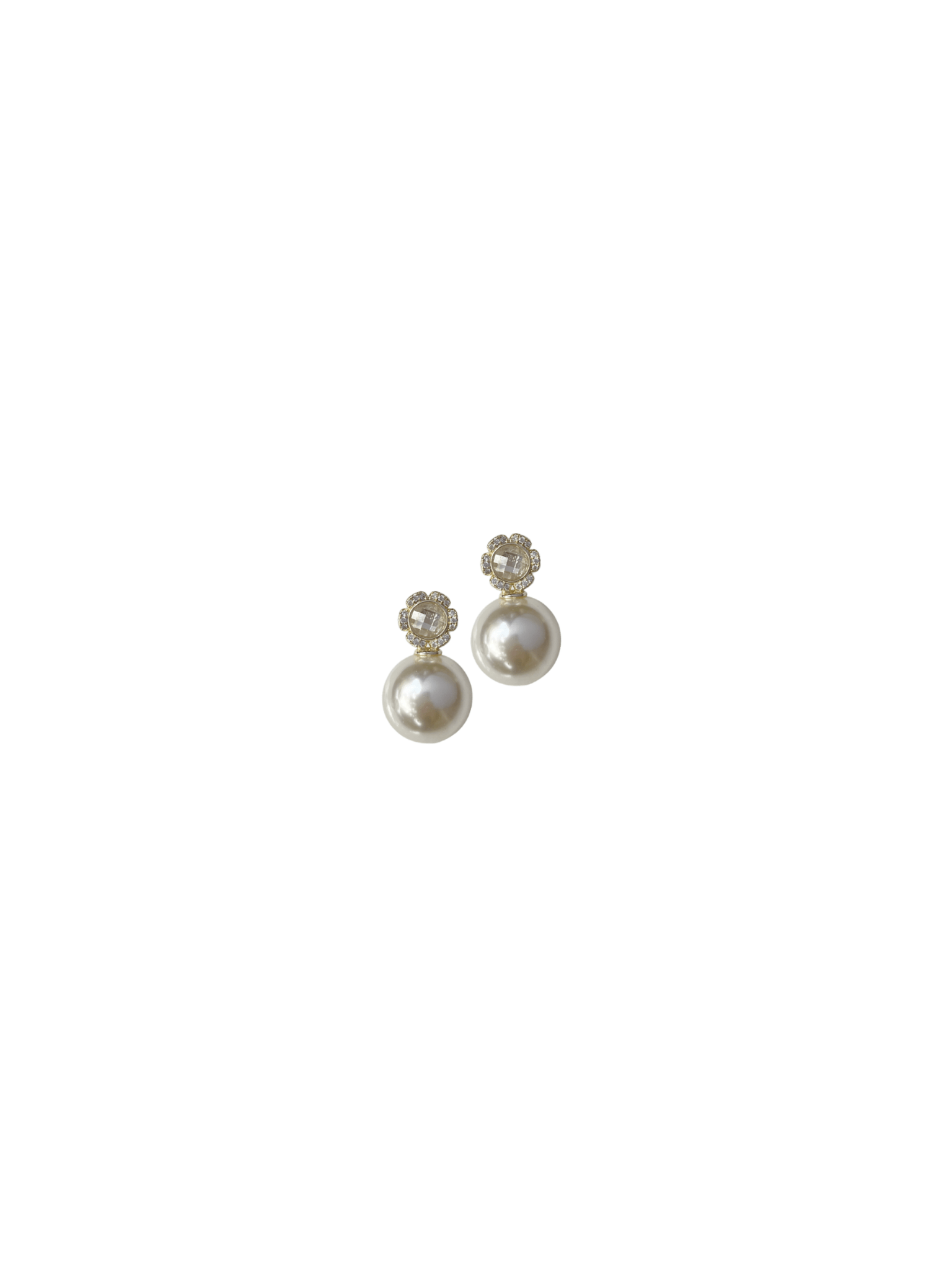 Nicola Bathie Jewelry earrings Golden Flower + Pearl Drop