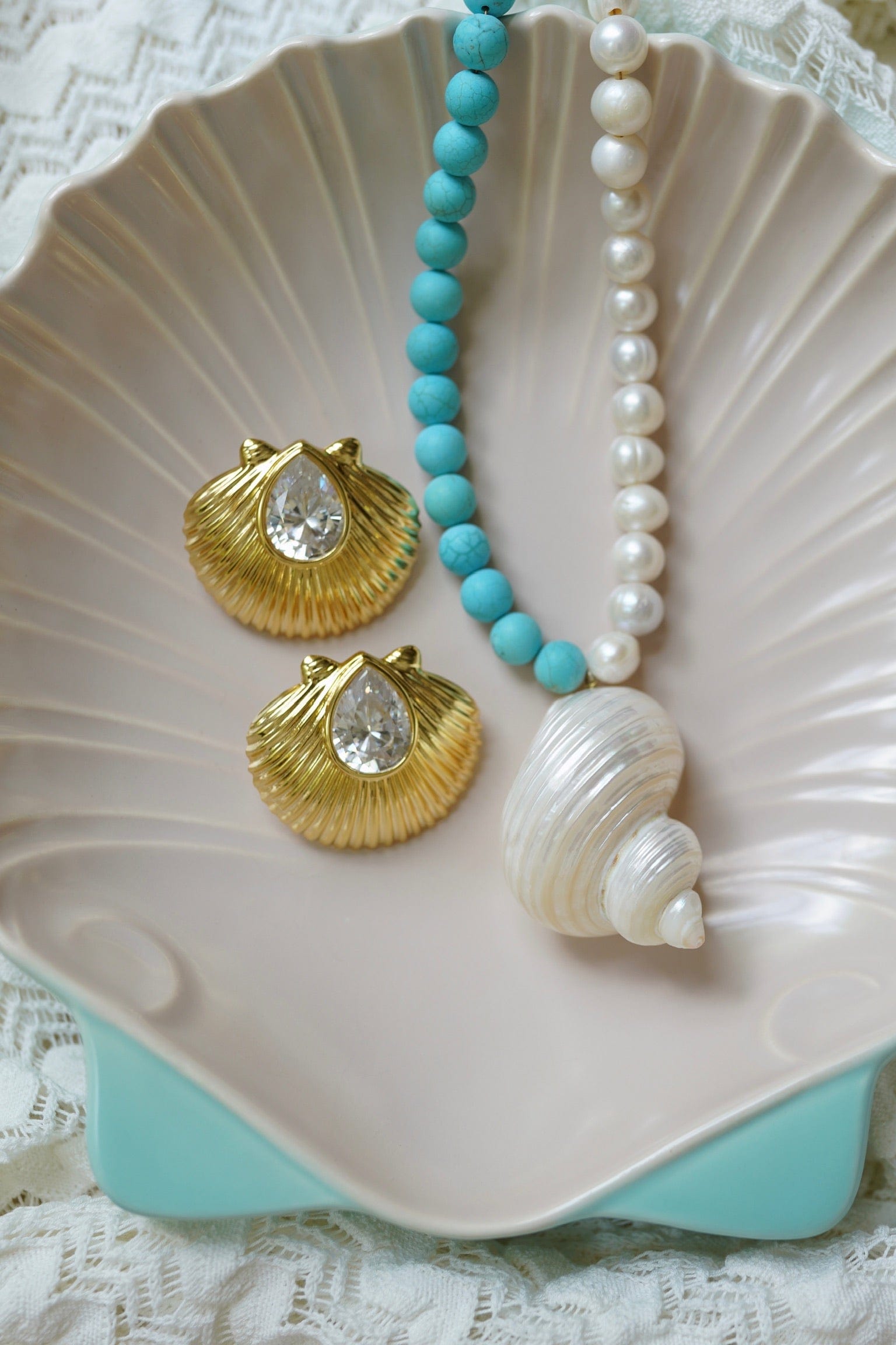 Nicola Bathie Jewelry Earrings Golden Seashell Stud