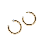 Nicola Bathie Jewelry Earrings Medium Chunky golden hoops + pearl
