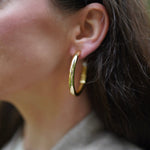 Nicola Bathie Jewelry Earrings Medium Chunky golden hoops + pearl
