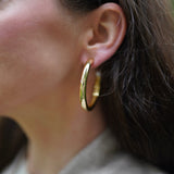 Nicola Bathie Jewelry Earrings Medium Chunky golden hoops + pearl