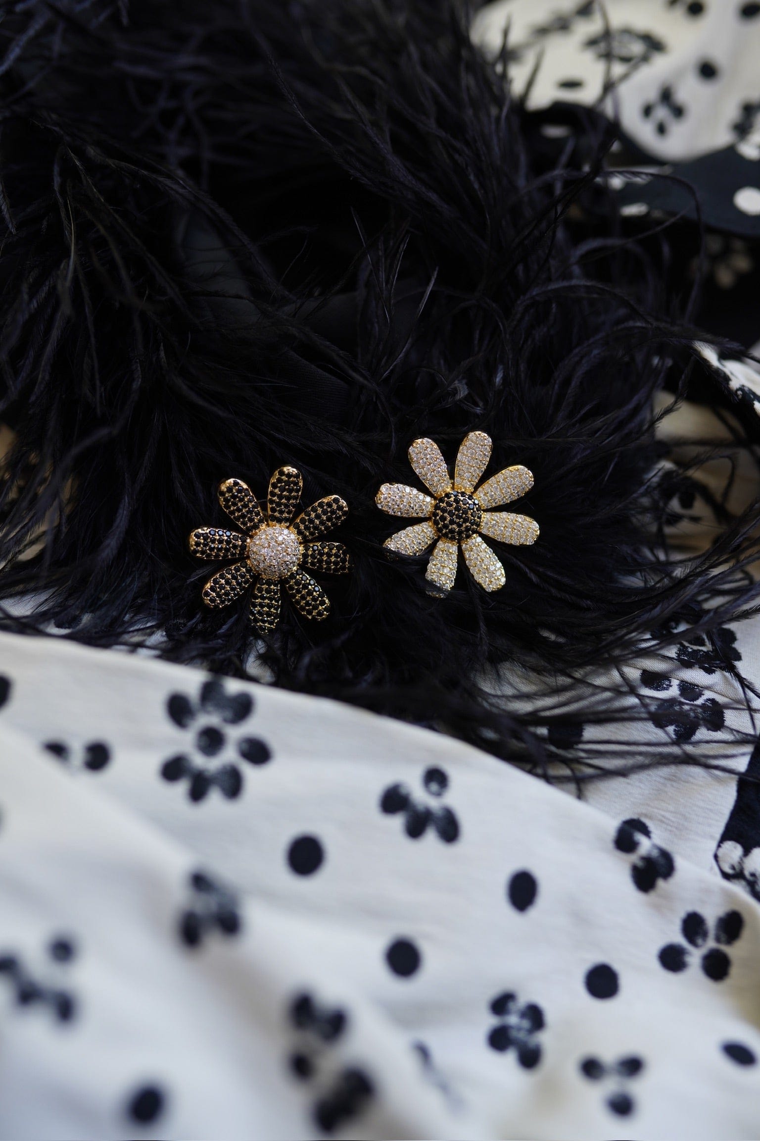 Nicola Bathie Jewelry Earrings Noir & Blanc Mismatch Daisy Stud