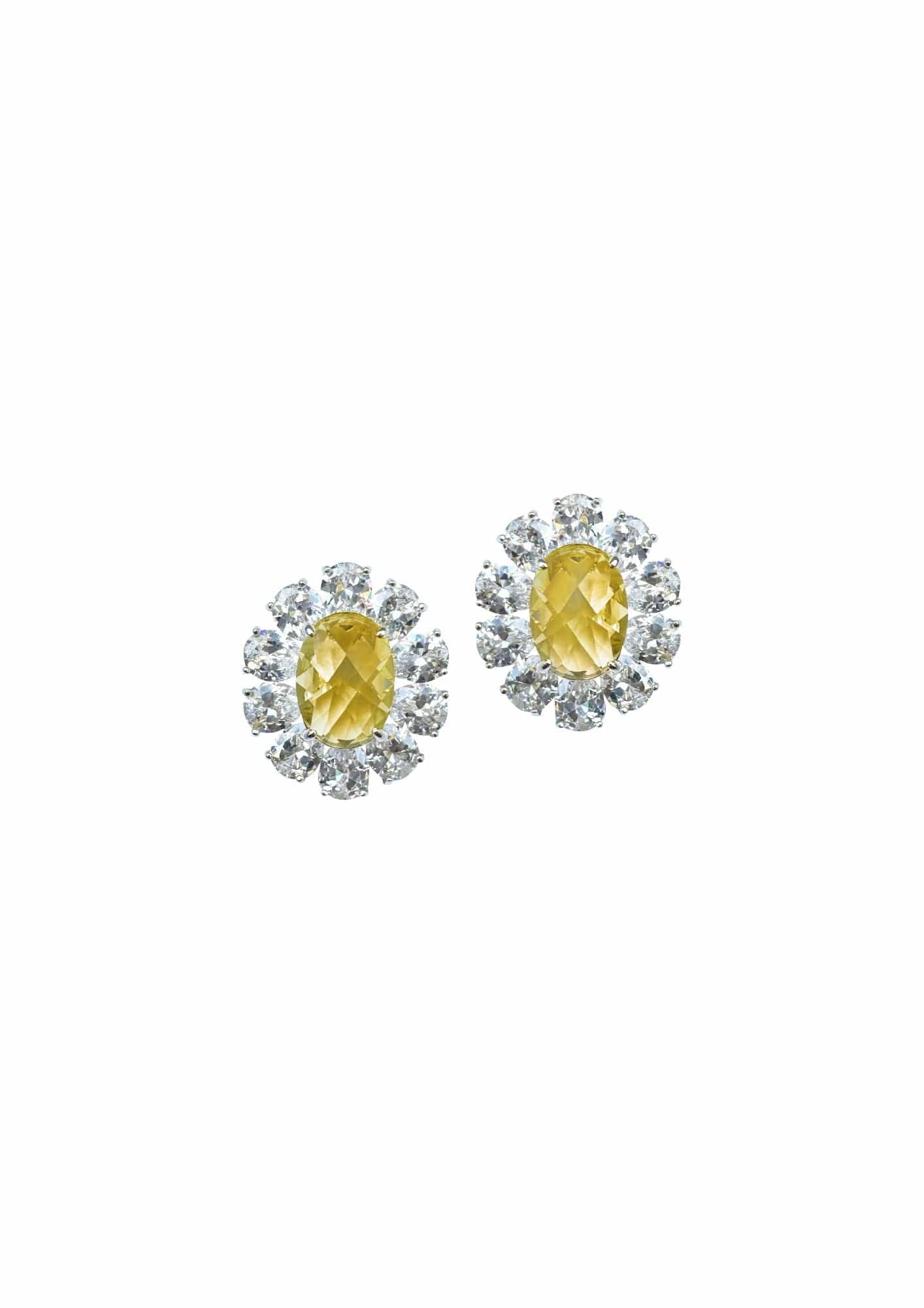 Nicola Bathie Jewelry Earrings Oversize Canary Embellished Studs