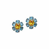 Nicola Bathie Jewelry earrings Paris Blue and Marigold Flower Stud