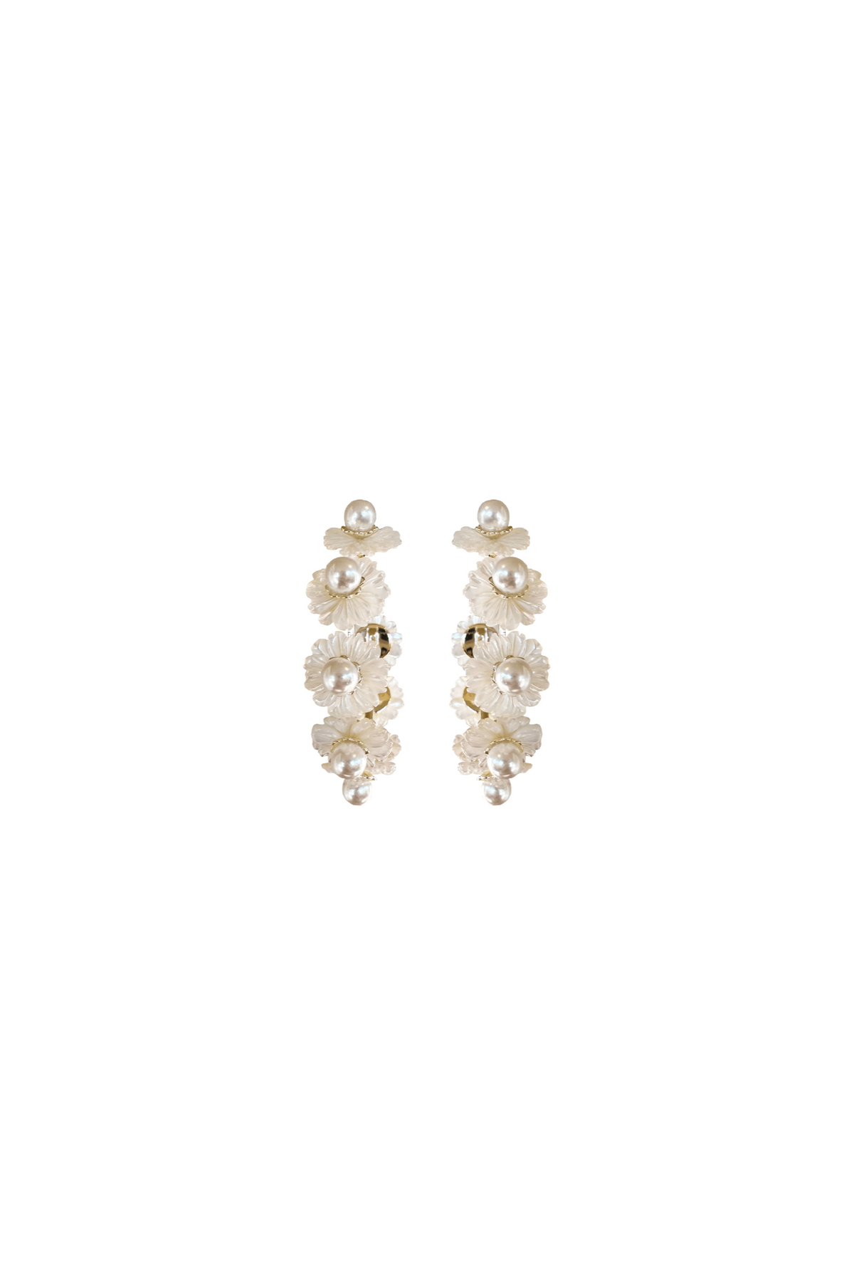 Petite Mother Pearl Wildflower Hoops