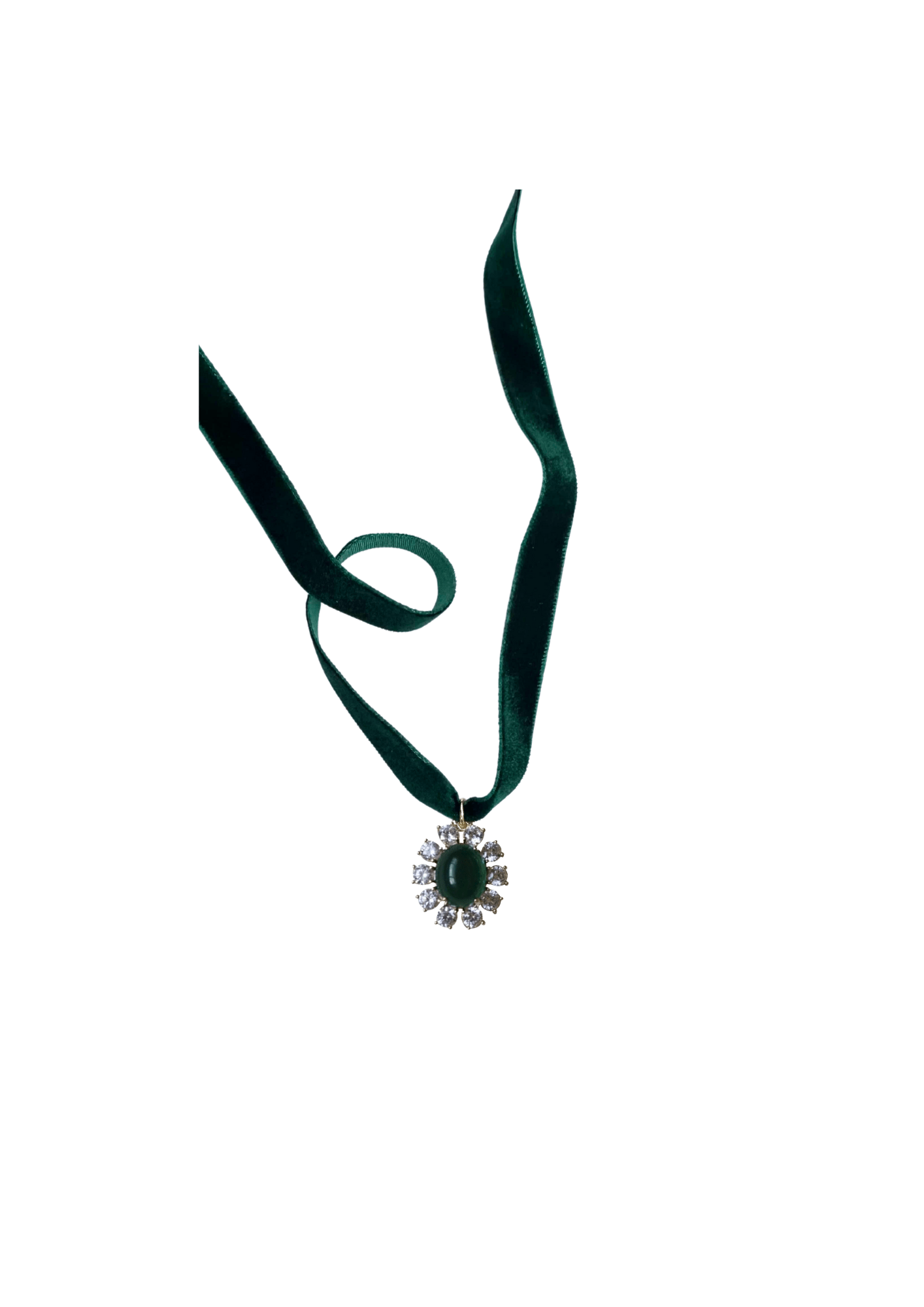 Nicola Bathie Jewelry necklace Emerald Velvet & Emerald Drop Choker