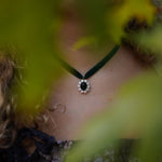 Nicola Bathie Jewelry necklace Emerald Velvet & Emerald Drop Choker