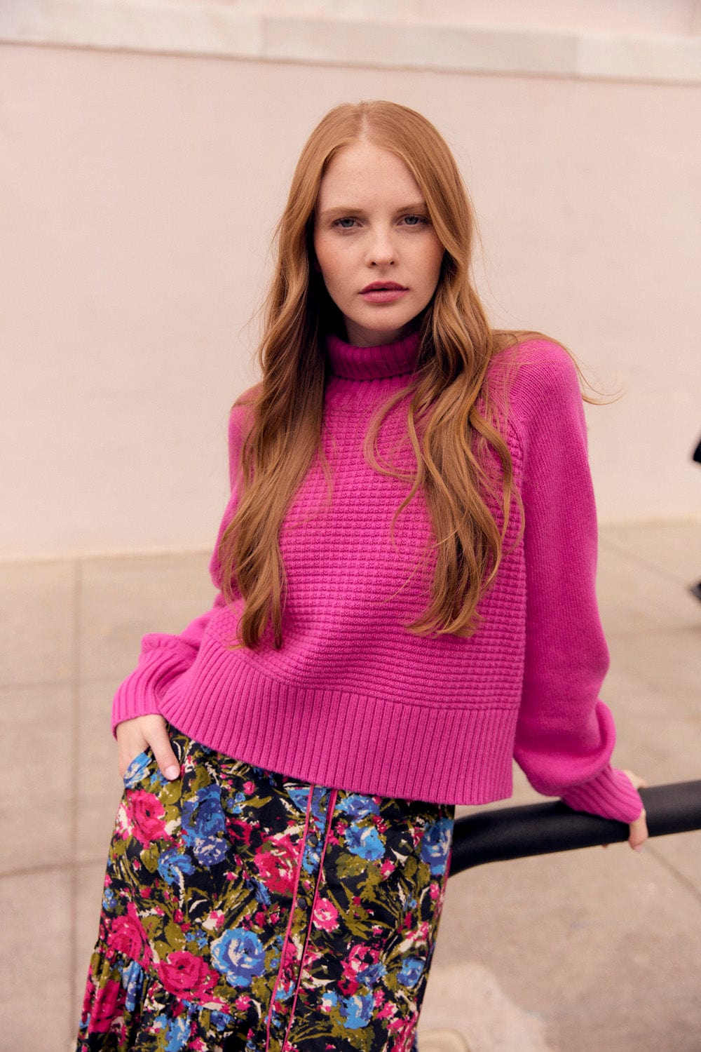 OLIVIA by Livro Sweater Willow Turtleneck Sweater- Hot Pink