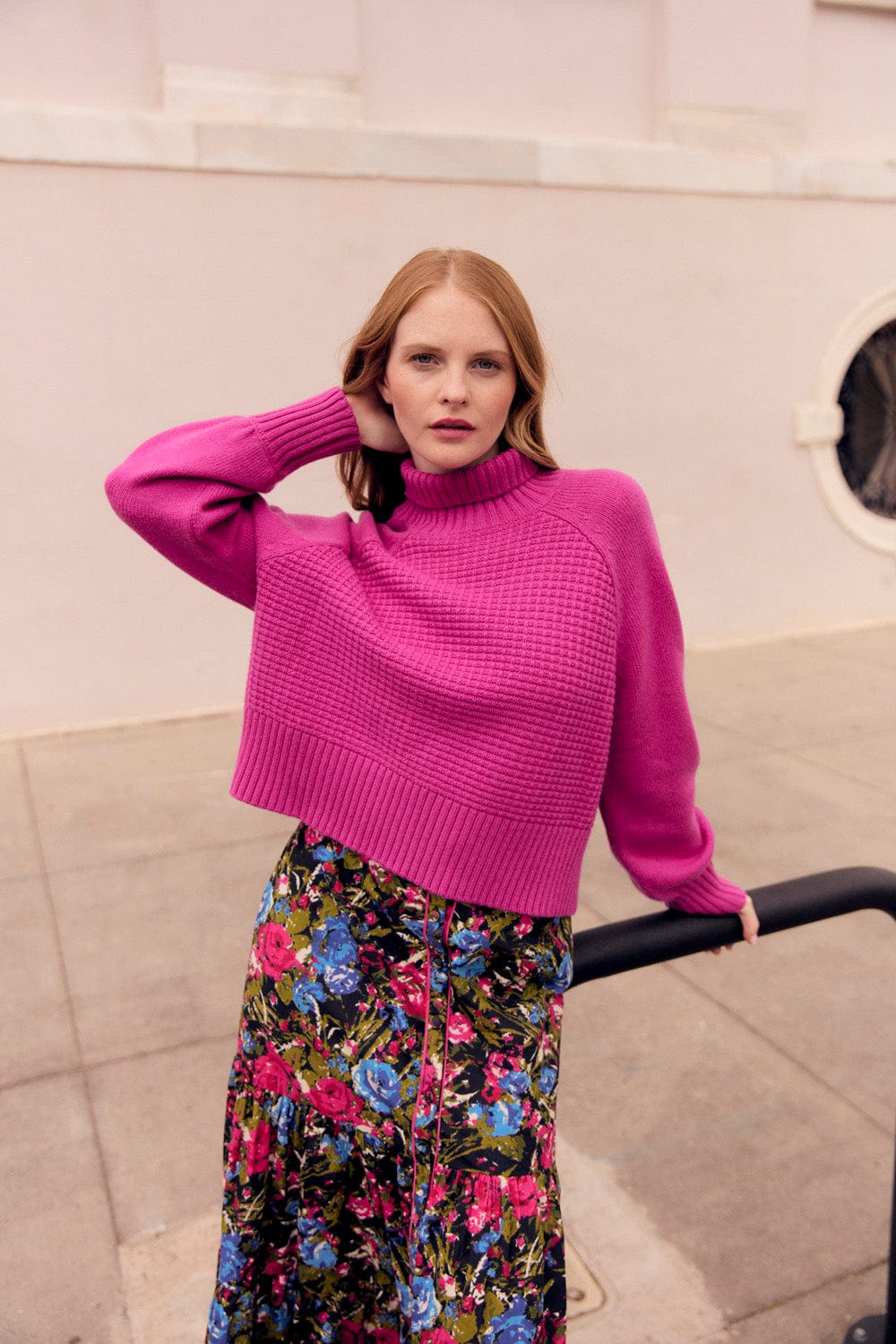 OLIVIA by Livro Sweater Willow Turtleneck Sweater- Hot Pink