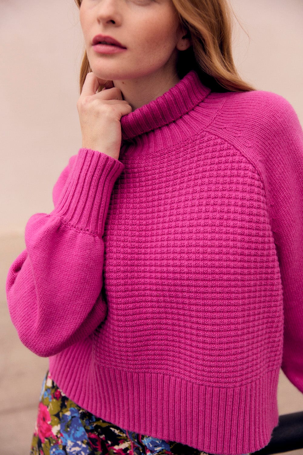 OLIVIA by Livro Sweater Willow Turtleneck Sweater- Hot Pink