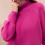 OLIVIA by Livro Sweater Willow Turtleneck Sweater- Hot Pink