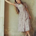 Onirik Dress Clover Shirt Dress in Lilac + Vintage White Toile Print Cotton Voile