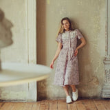 Onirik Dress Clover Shirt Dress in Lilac + Vintage White Toile Print Cotton Voile