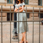 Onirik Dress Helena Dress / 100% Linen in Pale Blue with Shell Buttons