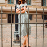 Onirik Dress Helena Dress / 100% Linen in Pale Blue with Shell Buttons