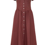 Onirik Dress Helena Dress / 100% Linen in Plum with Shell Buttons