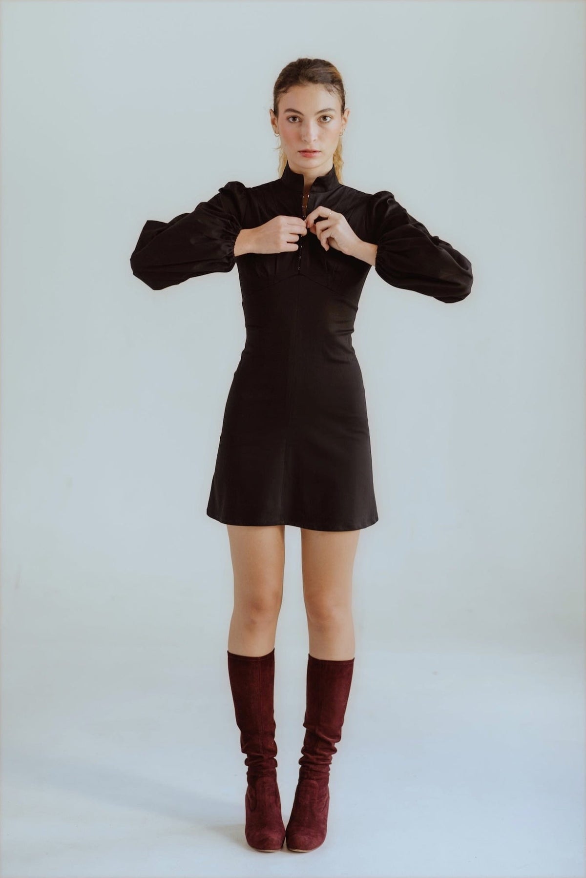 Jane High Neck Empire Mini Dress