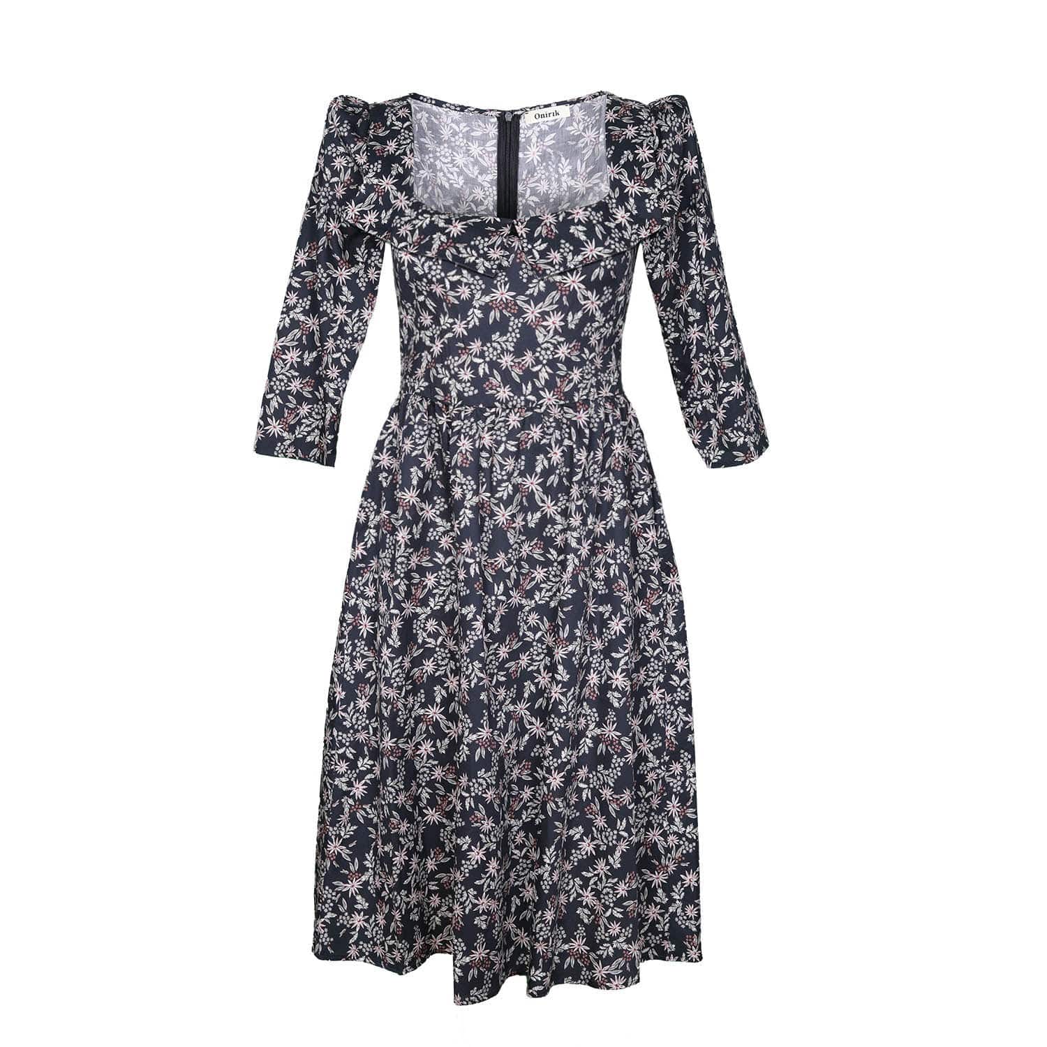 Onirik Dress Marisol Dress / Black Floral Cotton
