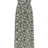 Onirik Dress Poppy Maxi Dress / Forest Green + Vintage White Floral Cotton