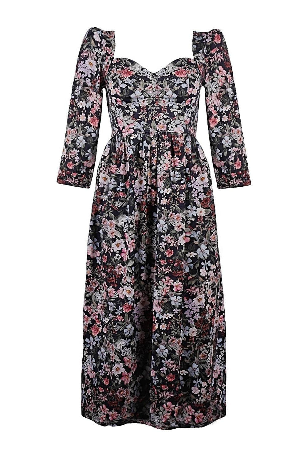 Onirik Dress Violet Dress / Black Floral Cotton