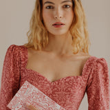 Onirik Dress Violet Dress in Baroque Rose Cotton Cord