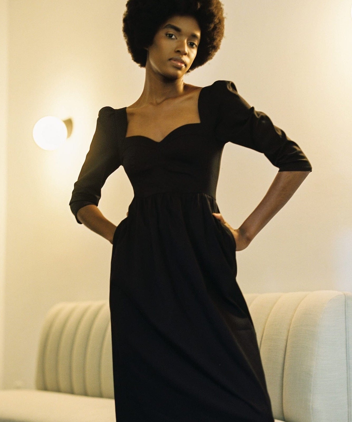 Onirik Dress Violet Dress in Black Cotton