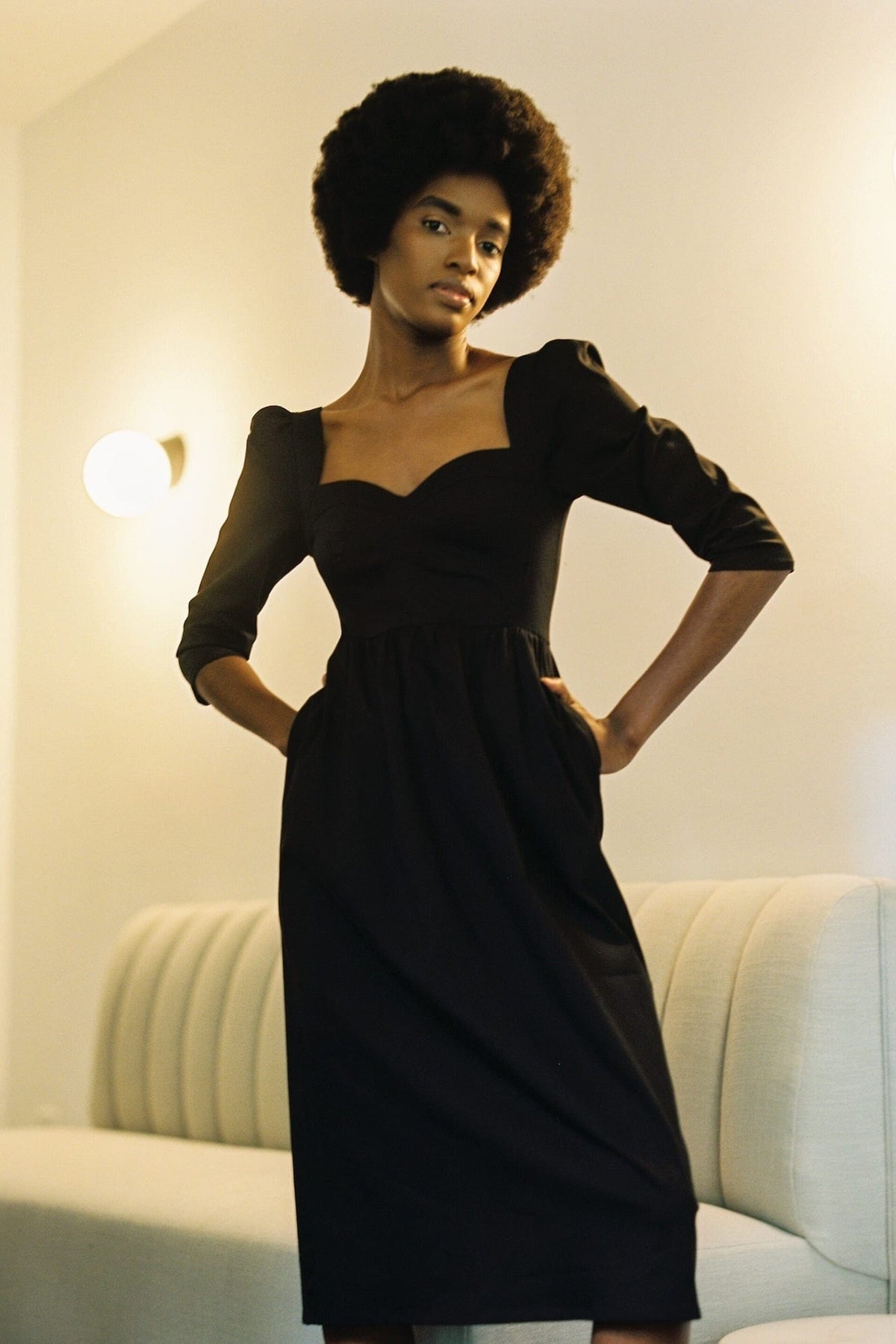 Violet Dress in Black Cotton