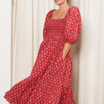 OPHELIA & INDIGO Dress Elsie Dress Red and Pink Hydrangea