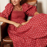 OPHELIA & INDIGO Dress Elsie Dress Red and Pink Hydrangea