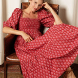 OPHELIA & INDIGO Dress Elsie Dress Red and Pink Hydrangea