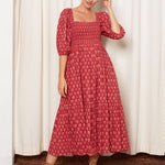 OPHELIA & INDIGO Dress Elsie Dress Red and Pink Hydrangea