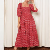 OPHELIA & INDIGO Dress Elsie Dress Red and Pink Hydrangea