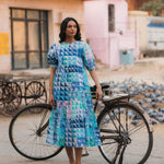 OPHELIA & INDIGO Dress Lara Dress Blue & Green Geo