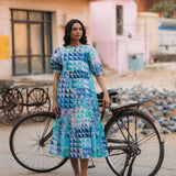 OPHELIA & INDIGO Dress Lara Dress Blue & Green Geo