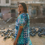 OPHELIA & INDIGO Dress Lara Dress Blue & Green Geo