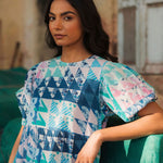 OPHELIA & INDIGO Dress Lara Dress Blue & Green Geo