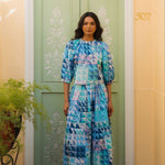 OPHELIA & INDIGO Skirt Mimi Skirt Green & Blue Geo