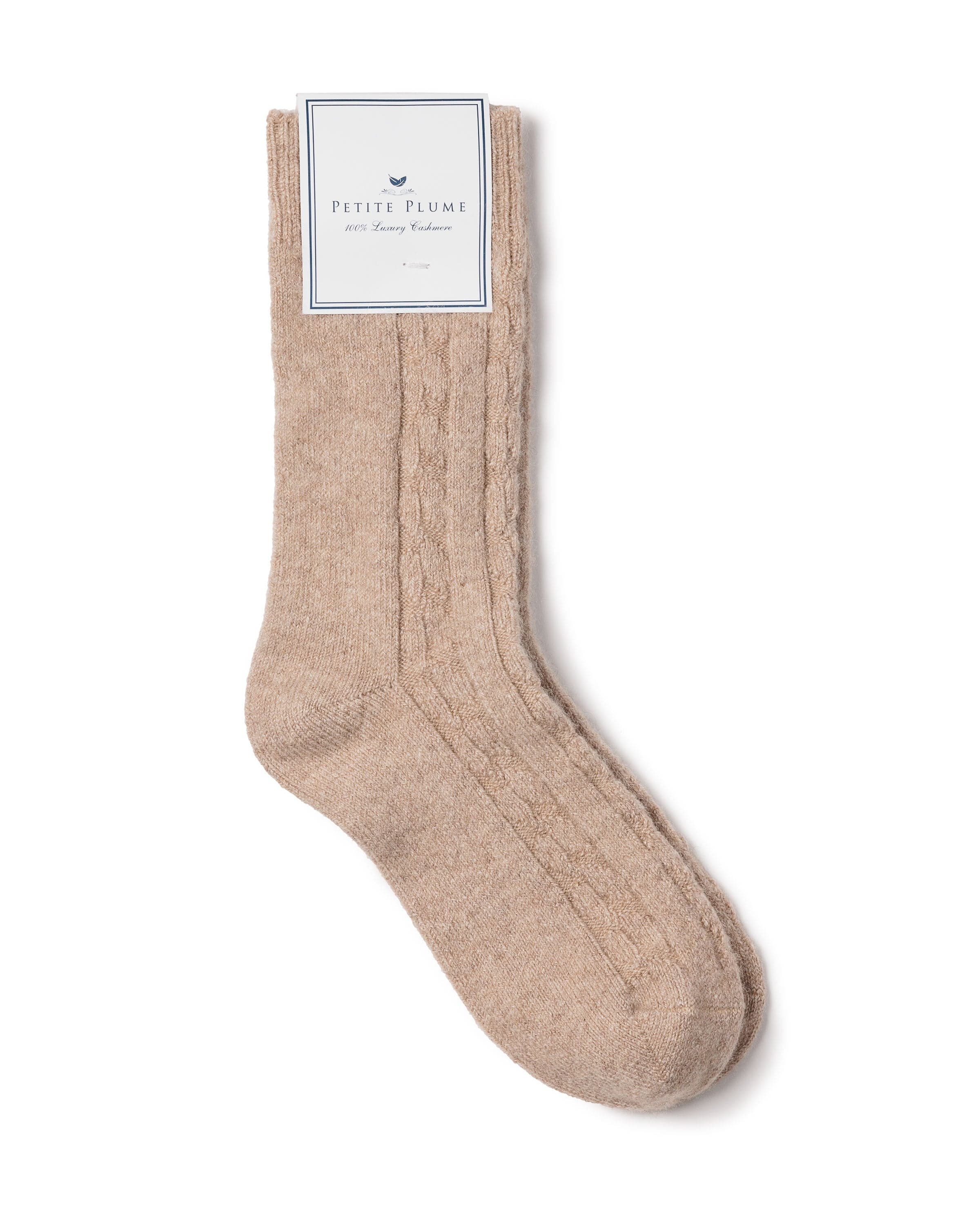 Petite Plume Cashmere Socks 100% Cashmere Women's Socks in Beige