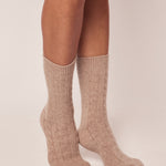 Petite Plume Cashmere Socks 100% Cashmere Women's Socks in Beige