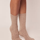 Petite Plume Cashmere Socks 100% Cashmere Women's Socks in Beige