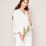 Petite Plume Sleepwear & Loungewear The Olivia Wide Leg Pima Pajama Set in White