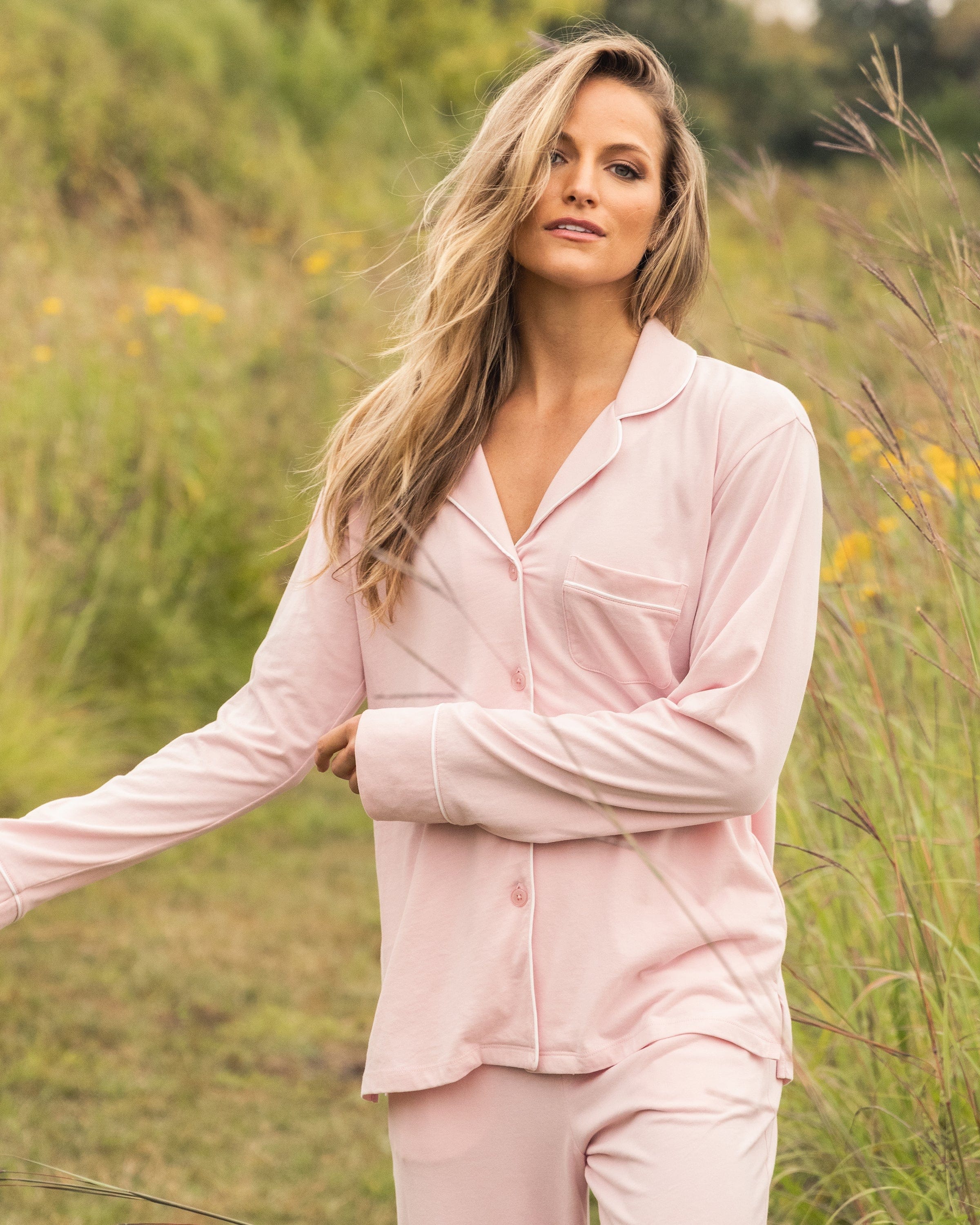 Petite Plume Sleepwear & Loungewear Women's Pima Pajama Set in Pink