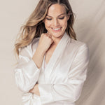 Petite Plume Sleepwear & Loungewear Women's Silk Long Robe in White