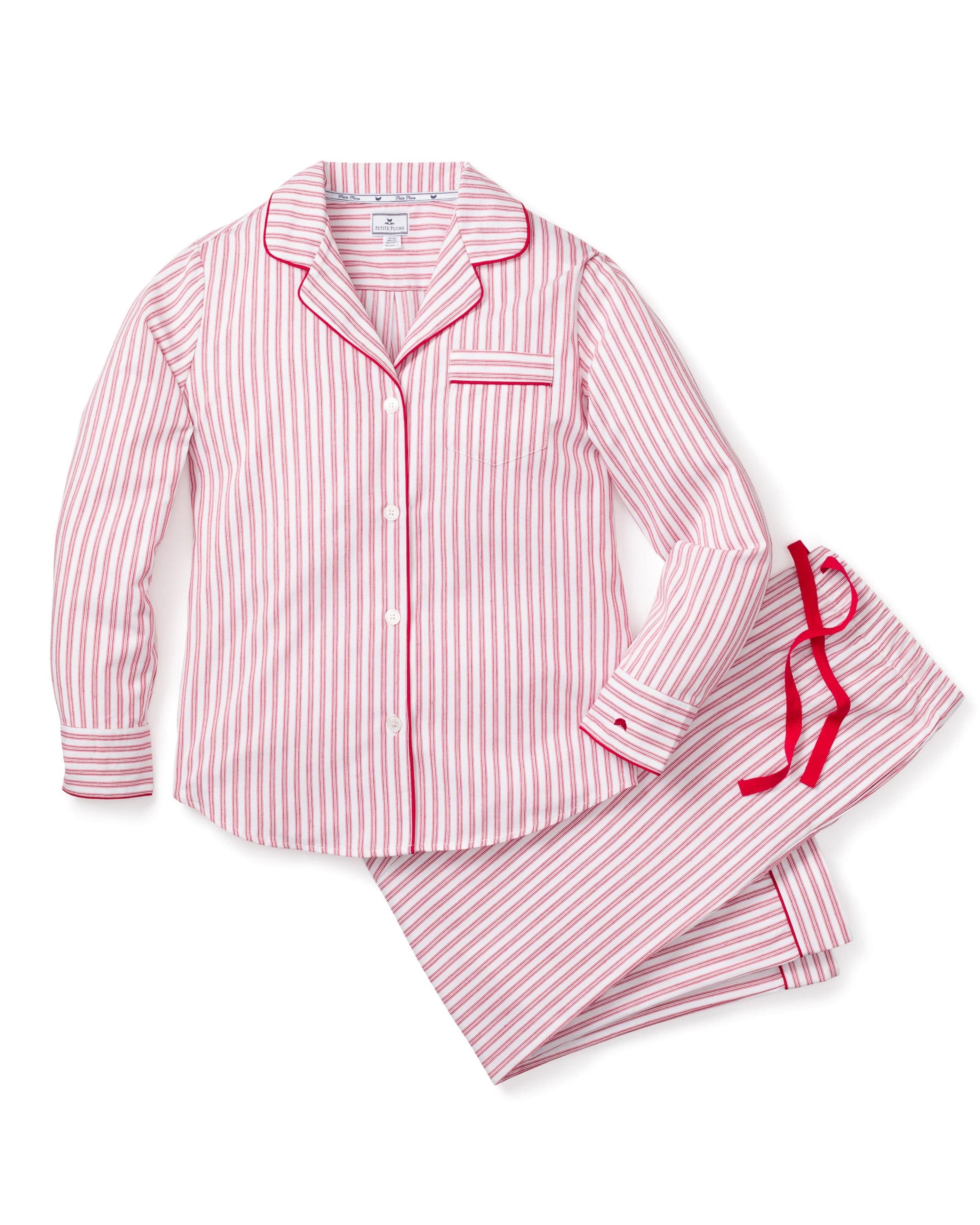 Petite Plume Sleepwear & Loungewear Women's Twill Pajama Set in Antique Red Ticking