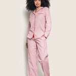 Petite Plume Sleepwear & Loungewear Women's Twill Pajama Set in Antique Red Ticking