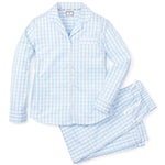 Petite Plume Sleepwear & Loungewear Women's Twill Pajama Set in Light Blue Gingham